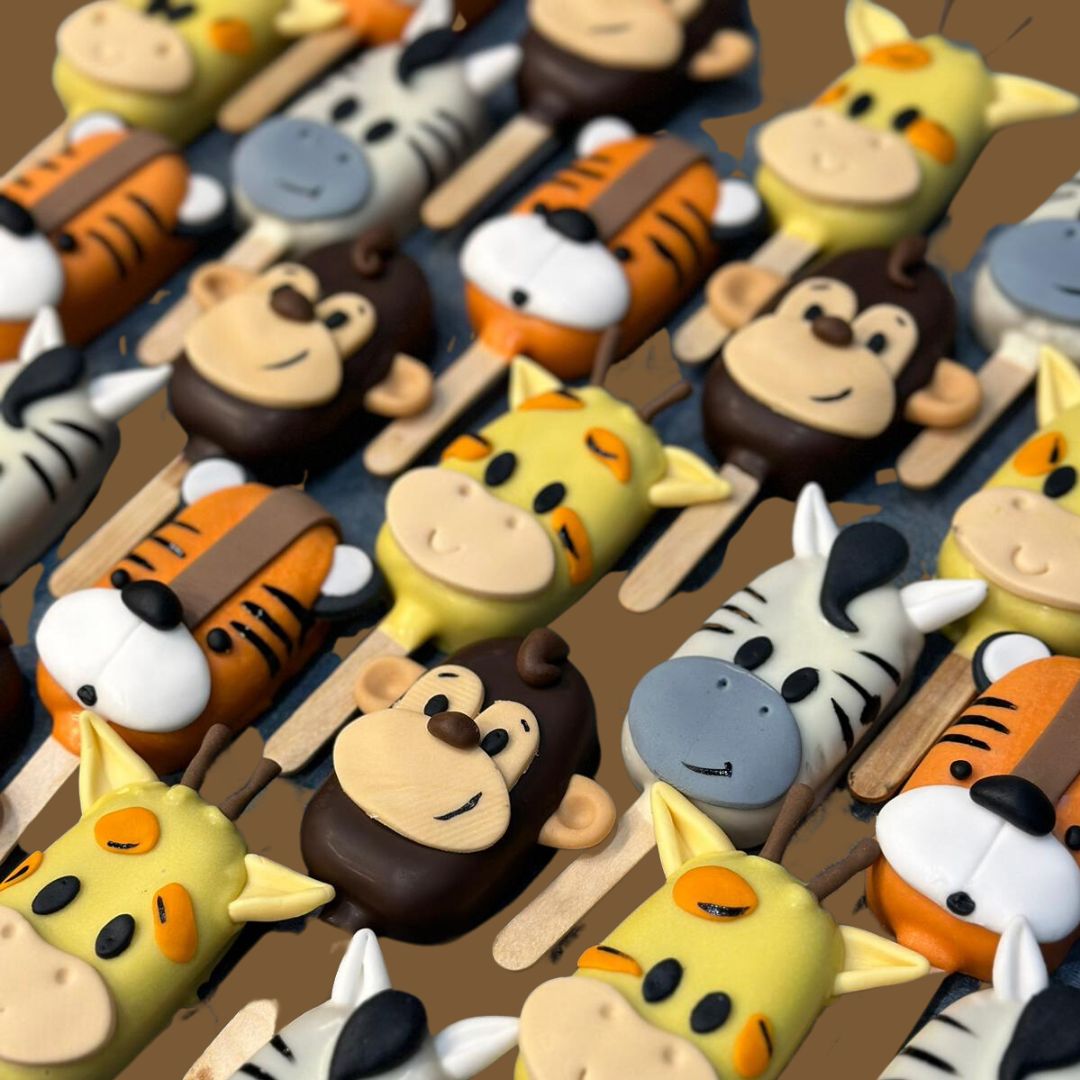Safari Cakesicles for children's birthday party desert table
