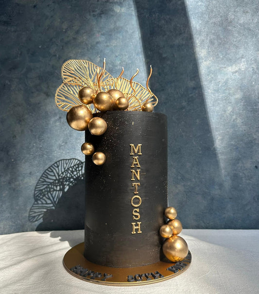 Black and Gold cake for 50th birthdays