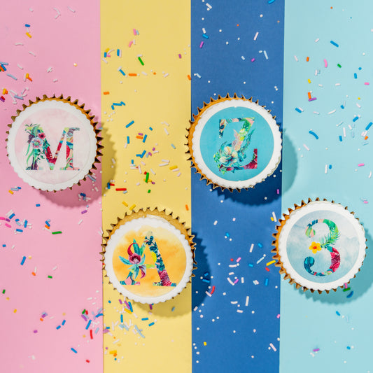 Floral Monogram Cupcakes for classroom treats and birthday partys