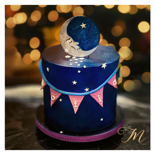 Cute Man in the Moon Sleepover Cake for Kid's Birthday Parties