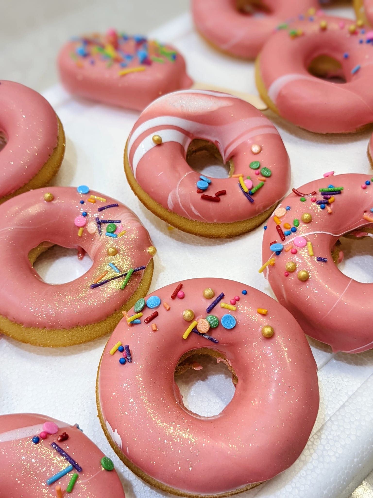 Coloured and Baked Donuts for celebrations birthdays anniversaries
